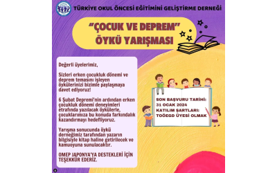 OMEP Türkiye olarak sizi deprem konulu resimli çocuk kitabı yazmaya davet ediyoruz