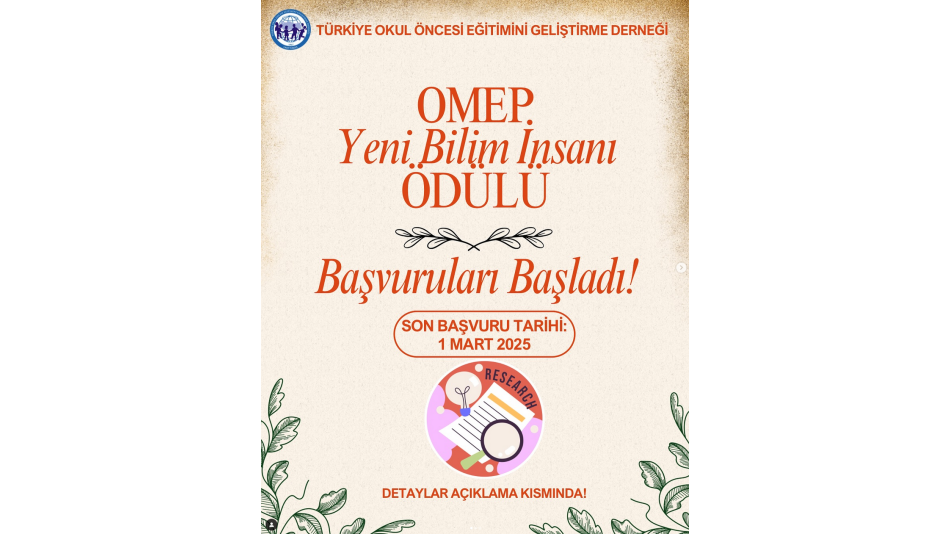 Omep Yeni Bilim İnsanı Ödülü başvuruları başladı!